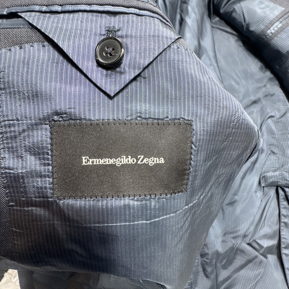 ERMENEGILDO ZEGNA Current Line Sport Blazer Mens 44L Long Gray Patterned Italy